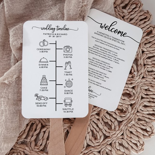 Modern Icon Wedding Program Hand Fan Itinerary (Creator Uploaded)