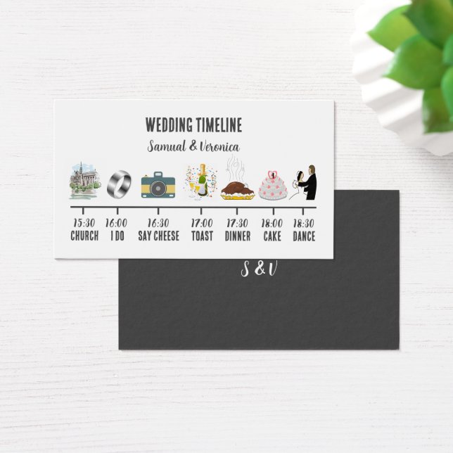 Modern Icon Wedding Timeline Card (Desk)