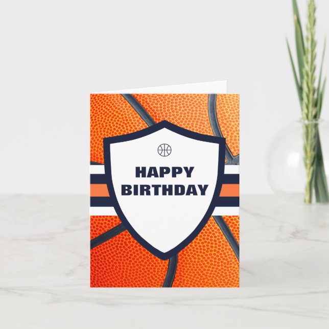 Modern iconic basketball logo HAPPY BIRTHDAY  Holiday Card (Front)