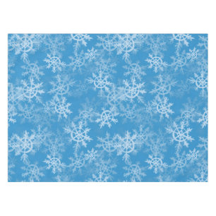 Modern Icy Blue, Gray and White Snowflake Pattern Tablecloth