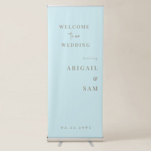 Modern Icy Blue Script Wedding Welcome II Retractable Banner