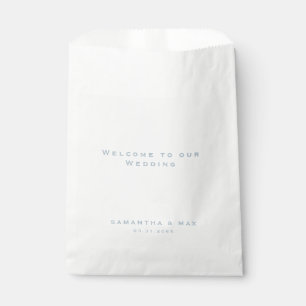 Modern Icy Blue Text White Wedding Welcome Favour Bags