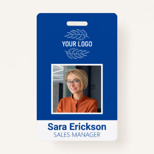 Modern ID Card Blue Business Employee QR ID Badge