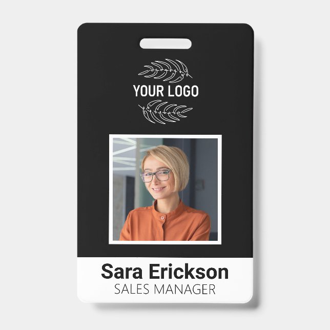 Modern ID Card Business Employee Bar Code Badge (Front)