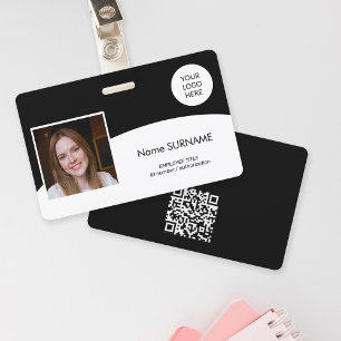 Modern ID card company logo photo QR code black Badge