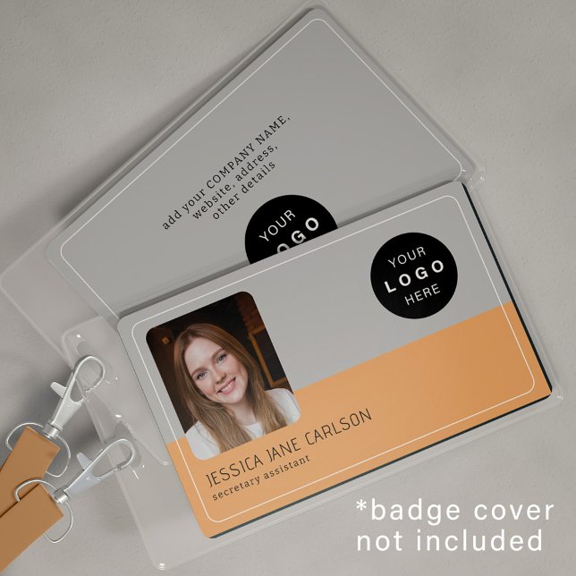 Modern ID card company logo photo QR employee ID Badge (Creator Uploaded)
