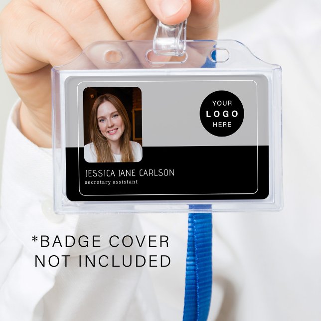 Modern ID card company logo photo QR employee ID Badge (Creator Uploaded)