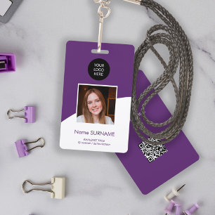 Modern ID card custom logo photo QR code Badge