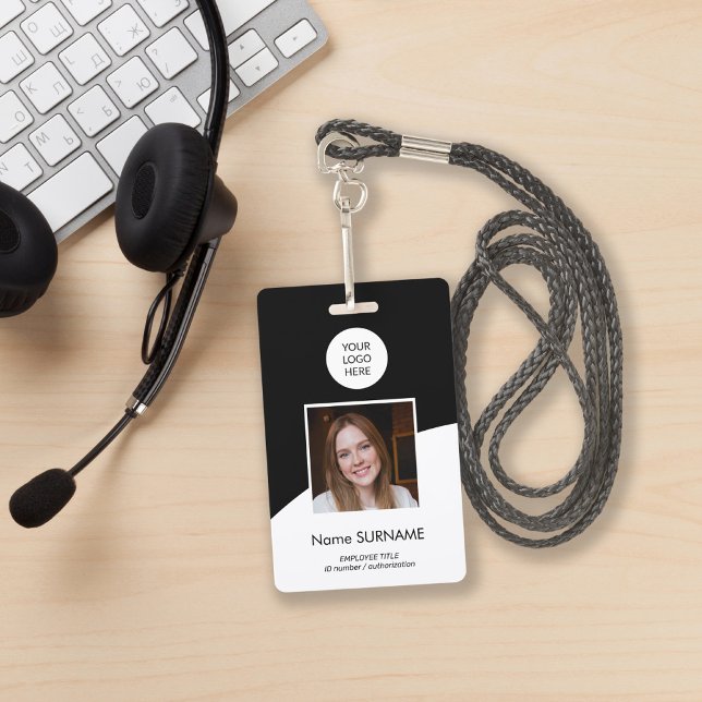 Modern ID card custom logo photo QR code black Badge (Creator Uploaded)