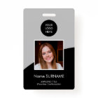 Modern ID card custom logo photo QR code grey