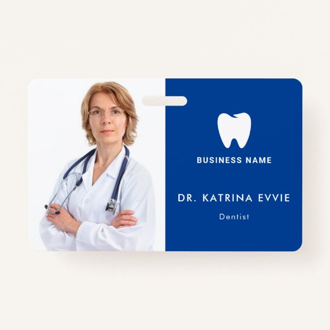 Modern ID Card | Dentis Logo Photo Business ID Badge (Front)
