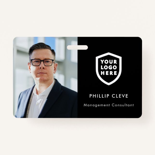 Modern ID Card | Logo Photo Business Employee Badg ID Badge (Front)