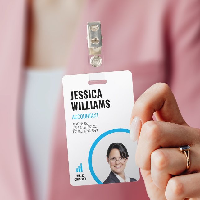 Modern ID Card Minimalist Blue Staff Employee ID Badge (Creator Uploaded)