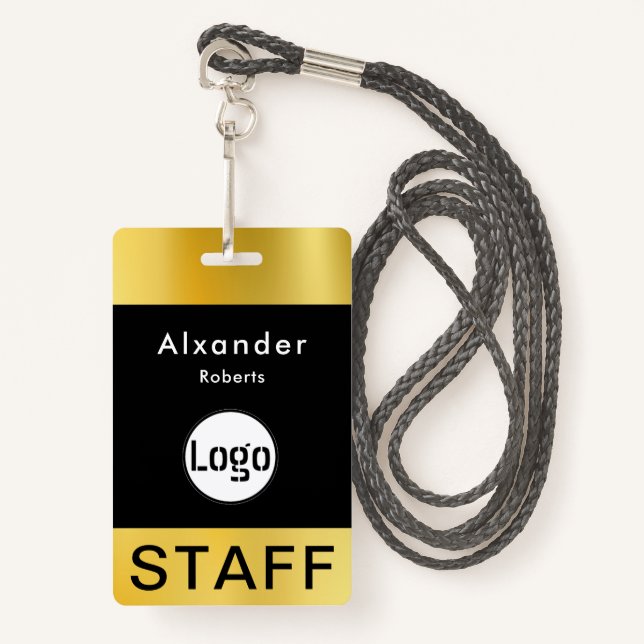 Modern ID Card | Minimalist Business Employee  ID Badge (Front with Lanyard)