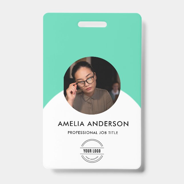 Modern ID Card | Minimalist Business Employee QR B Badge (Front)