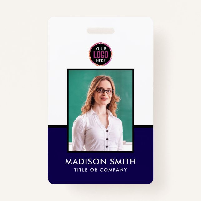 Modern ID Card | Minimalist Business Employee QR B ID Badge (Front)