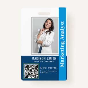Modern ID Card   Minimalist Business Employee QR B ID Badge