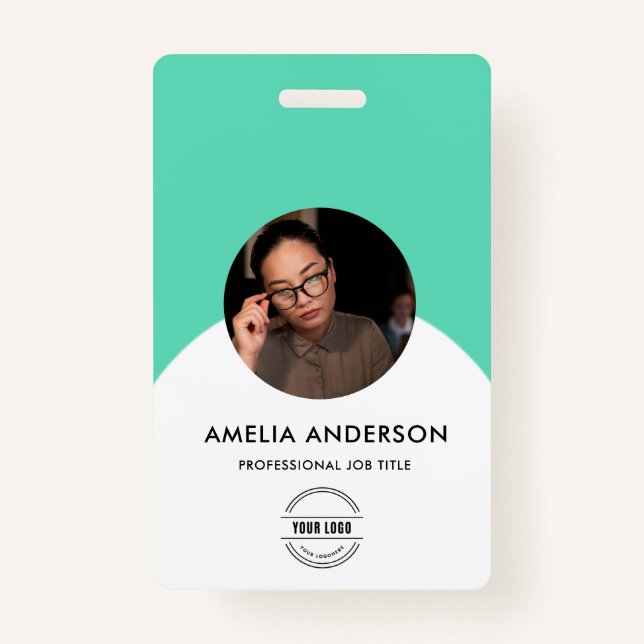 Modern ID Card | Minimalist Business Employee QR B ID Badge (Front)