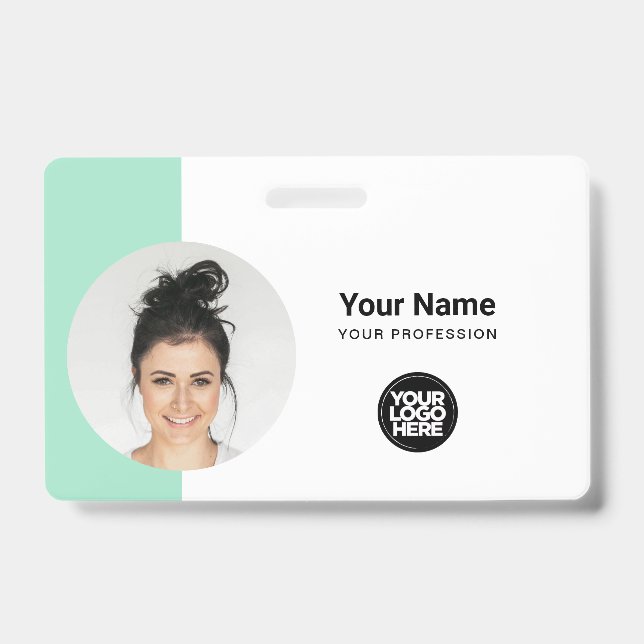 Modern ID Card Minimalist QR Round Photo Badge (Front)