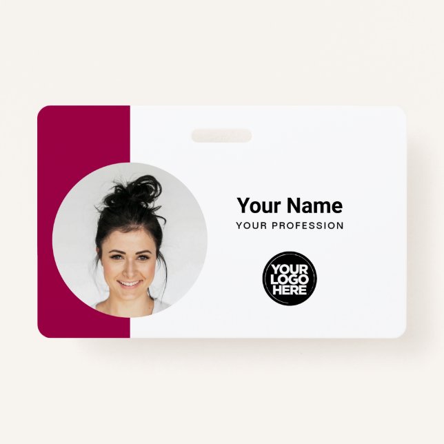 Modern ID Card Minimalist QR Round Photo ID Badge (Front)