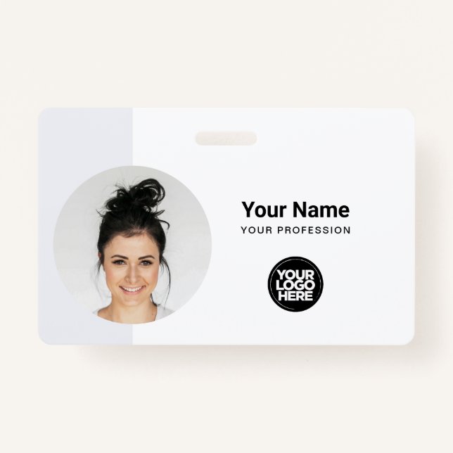 Modern ID Card Minimalist QR Round Photo ID Badge (Front)