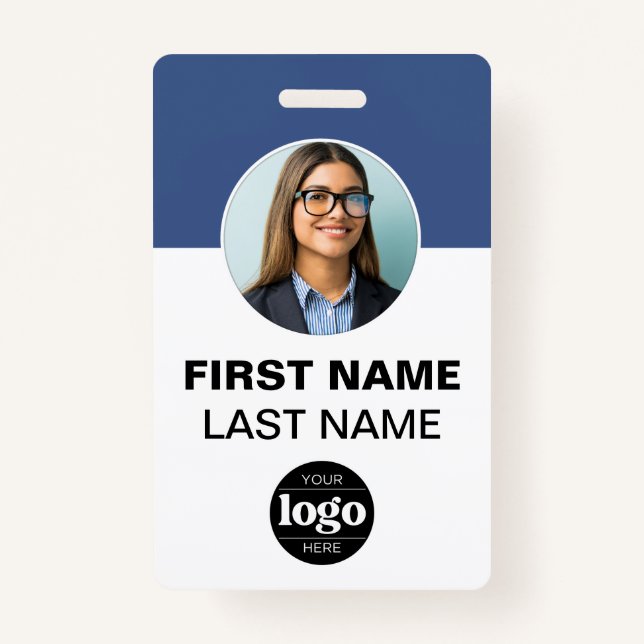 Modern ID Card | Simple Photo Name Logo Barcode ID Badge (Front)