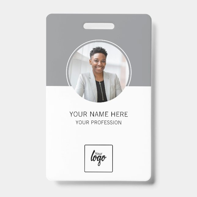 Modern ID Custom Logo Employee Photo Personalised Badge (Front)
