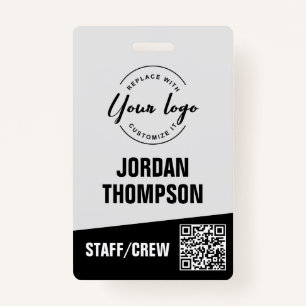 Modern ID Minimalist QR code Custom logo ID Badge