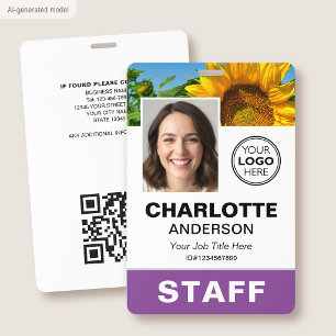 Modern ID Photo Business Employee Logo Purple Badge