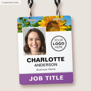 Modern ID Photo Business Logo QR Purple Custom Badge