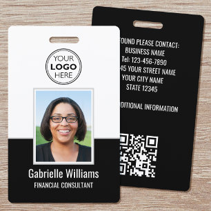Modern ID Photo Employee QR Security Black Badge