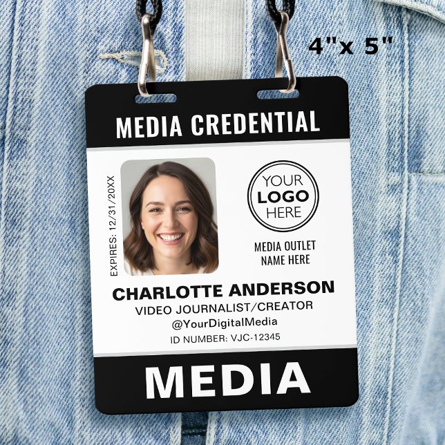Modern ID Photo Media Press Logo Security Black Badge (Creator Uploaded)