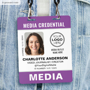 Modern ID Photo Media Press Logo Security Purple Badge