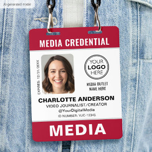 Modern ID Photo Media Press Logo Security Red Badge