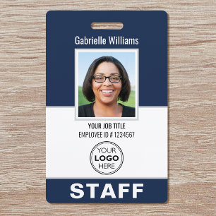 Modern ID Photo Security Staff Pass Blue Custom Badge