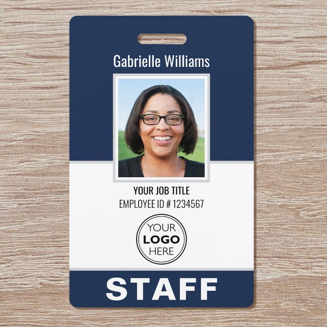 Modern ID Photo Security Staff Pass Blue Custom Badge (Creator Uploaded)