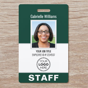 Modern ID Photo Security Staff Pass Green Custom ID Badge