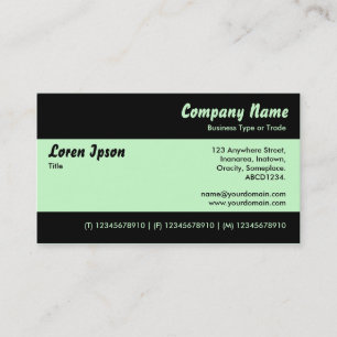 Modern II - Mint Green and Black Business Card