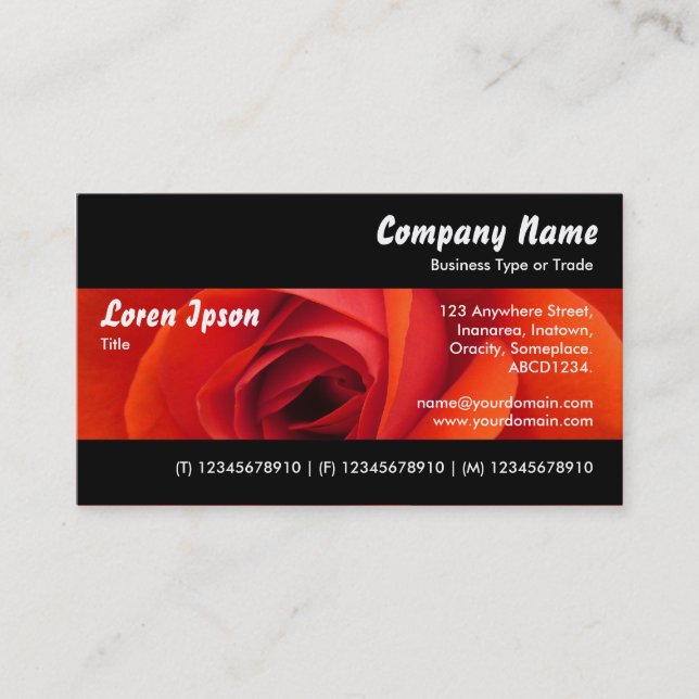 Modern II - Red Rose Business Card (Front)