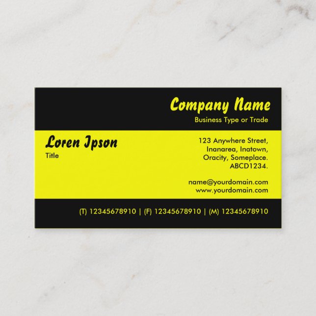 Modern II - Yellow and Black Business Card (Front)