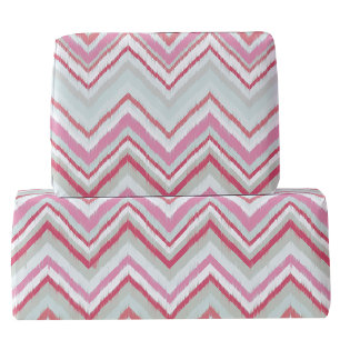 Modern Ikat Chevron Stripe Abstract Pink Green Wrapping Paper
