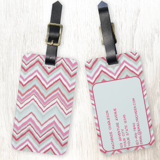 Modern Ikat Chevron Stripe Geometric Abstract Luggage Tag