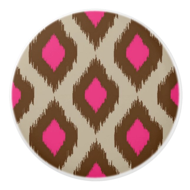 Modern ikat pattern ceramic knob (Front)