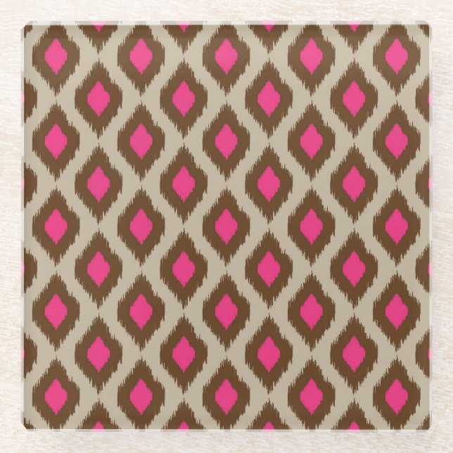 Modern ikat pattern glass coaster (Front)