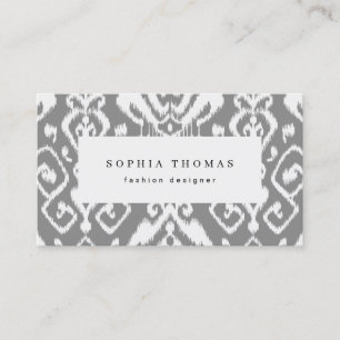 Modern ikat pattern grey professional business car business card