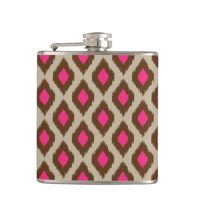 Modern ikat pattern hip flask (Front)