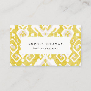 Modern ikat pattern yellow professional business card