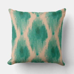 Modern Ikat Teal & Clay Throw Pillow   Boho-Lux