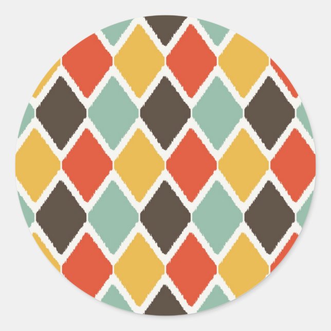 Modern ikat tribal fashion pattern classic round sticker (Front)