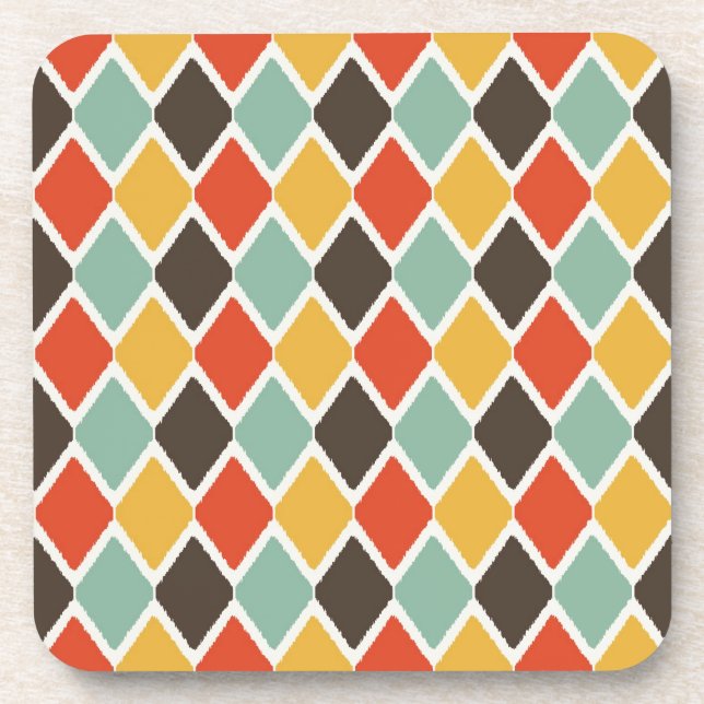 Modern ikat tribal fashion pattern coaster (Front)